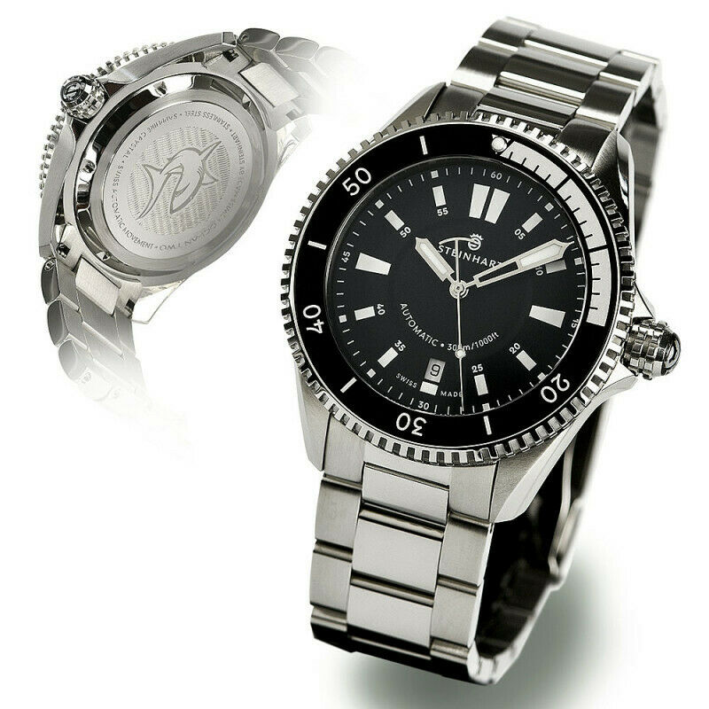 Steinhart Ocean Two 2 Black Automatic 43mm Swiss Diver Watch 103-0533 - Click Image to Close